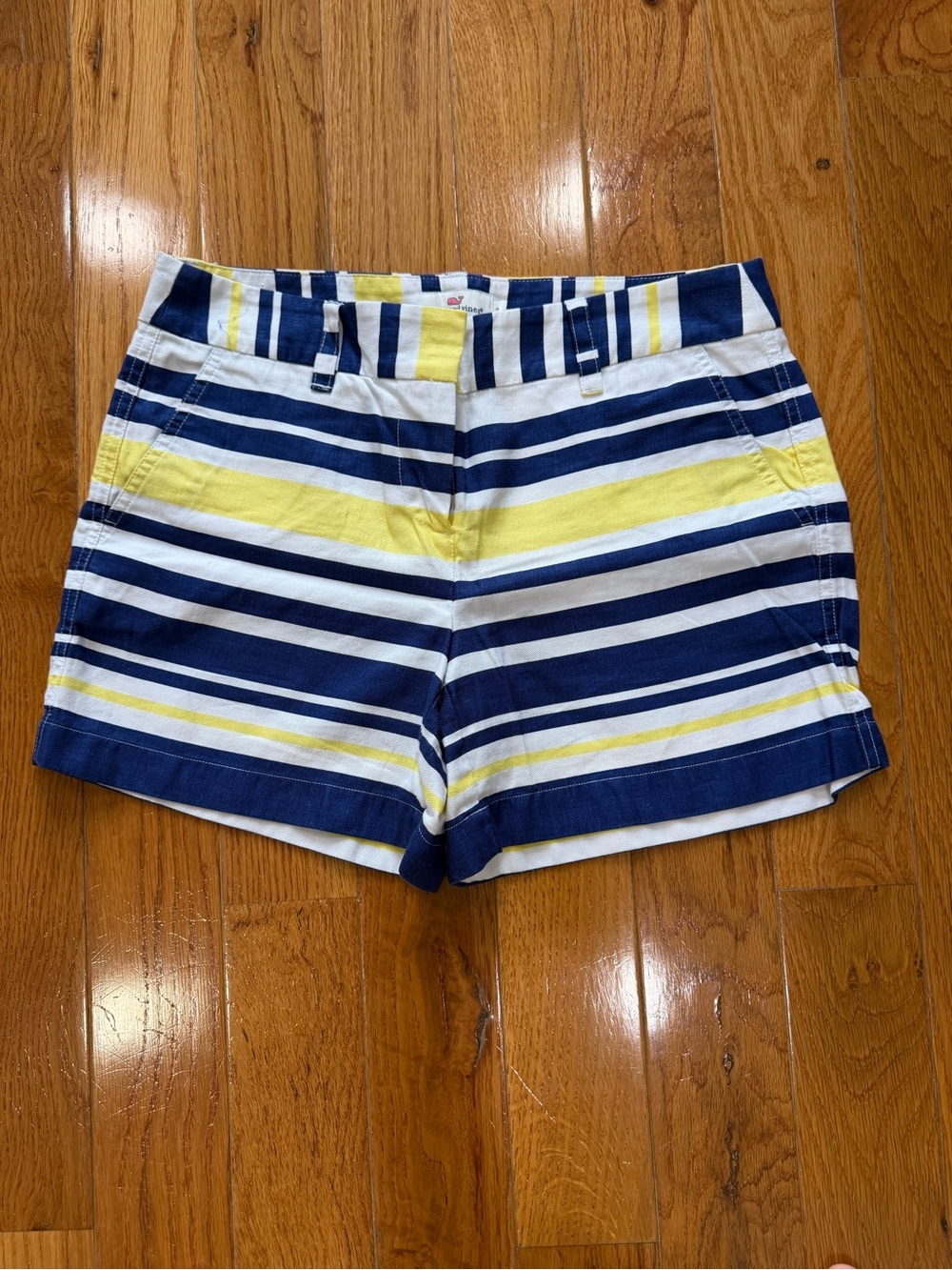 Vineyard Vines Navy, White & Yellow Striped Shorts